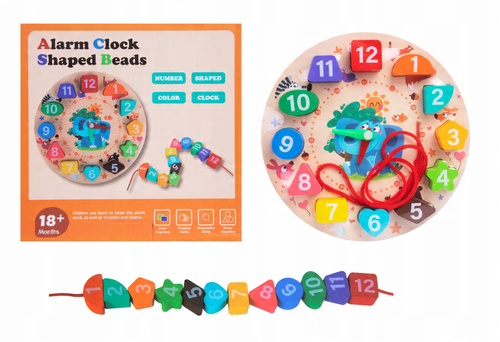 Zegar Drewniany Sorter Klocki Kształty Nawklekanka