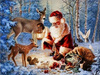 Diamentowa Mozaika Mikołaj Z Zwierzętami W Lesie 30x40 Cm Kreatywne