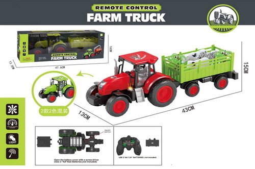 NORIMPEX TRAKTOR NA RADIO Z PRZYCZEPĄ I ZWIERZĘTAMI PALMAMI