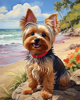 Diamentowa Mozaika Pies York Na Plaży 30x40 Cm Kreatywne Diamenty