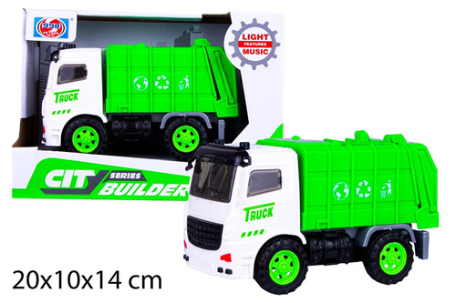 AUTO ŚMIECIARKA CITI MAŁA ZIELONA ŚW I DŻW KARTON  /96/48
Wymiary Produktu 20x10x14 cm / Wymiary Kartonu zbiorczego 88x43,5x87 cm