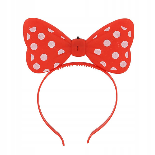 Świecąca Opaska Kokarda Dla Dziewczynek Czerwona Na Bal Imprezę