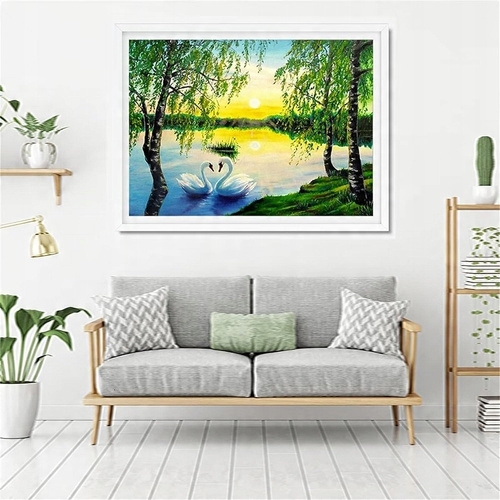 Malowanie Po Numerach Łabędzie Na Jeziorze 40X50