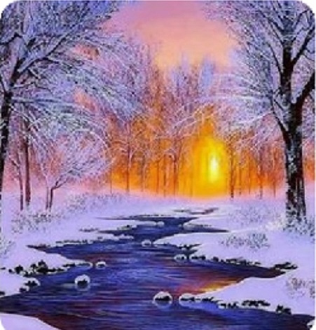 Diamentowa Mozaika Rzeczny Nurt Zimą Haft Kreatywny 30x40 Cm