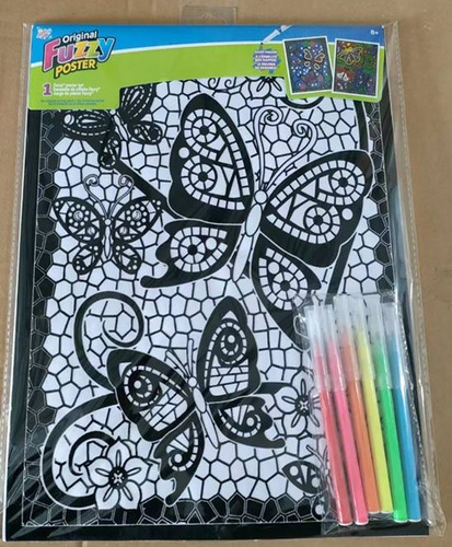 MALOWANKA VELVET MOTYLE 28X38CM pak 144/12
w komplecie 2 malowanki z welwetowymi wykończeniami, 6 kolorowych pisaków