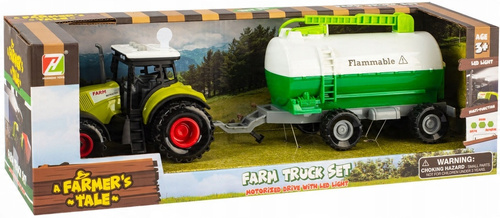 Ciągnik Traktor Z Przyczepą Zestaw Rolniczy Cysterna Ze Światłem Dźwiękiem