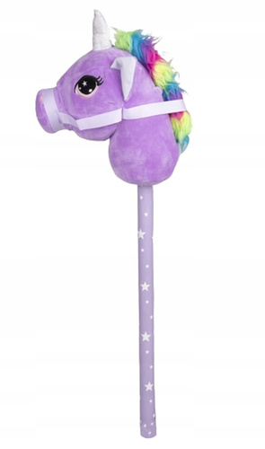 Pluszowa Głowa Konia Na Kiju Różowa Z Dźwiękiem Hobby Horse Zabawka