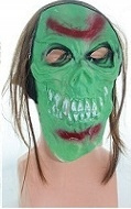 Maska Gumowa Kolorowa Straszna Halloween Z Włosami Przebranie Bal