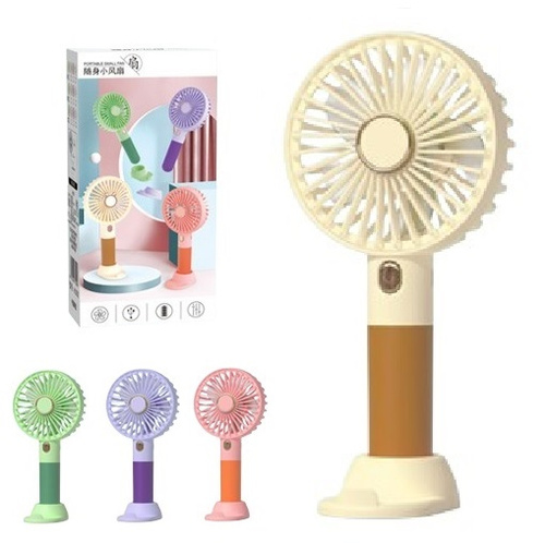 WIATRACZEK PRZENOŚNY NA PODKŁADCE USB, pak 120 
wiatraczek wygodny do trzymania w dłoni, różne kolory, kabel ładujący USB, 
wiatraczek stoi na podkładce, 
wymiar wiatraczka: 20 x 7,5 x 9,5 cm
wymiary pudełka: 19,5 x 4,6 x 9,7 cm