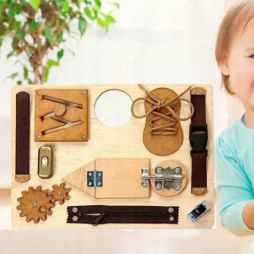 Tablica Manipulacyjna Interaktywna Do Nauki Drewniana Montessori