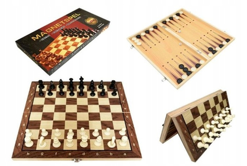 Szachy Magnetyczne Podrózne W Pudełku Szachy Warcaby Backgammon 3w 1