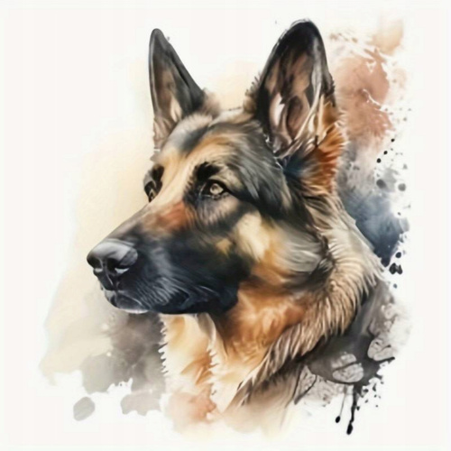 Diamentowa Mozaika Haft Owczarek Niemiecki Portret 40x30cm