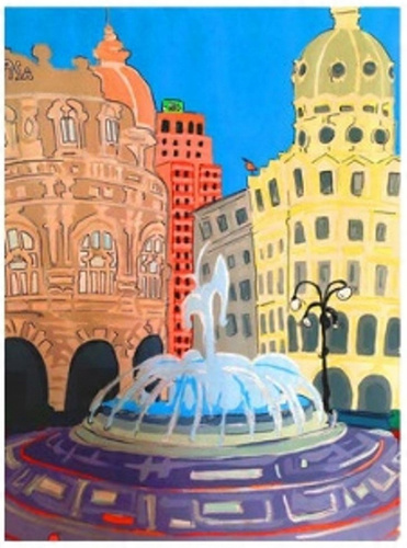 Malowanie Po Numerach Fontanna Na Rynku 50x40 Z Ramą Kreatywne