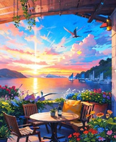 Diamentowa Mozaika Świt Na Patio Z Widokiem Na Morze 30x40 Cm Kreatywne