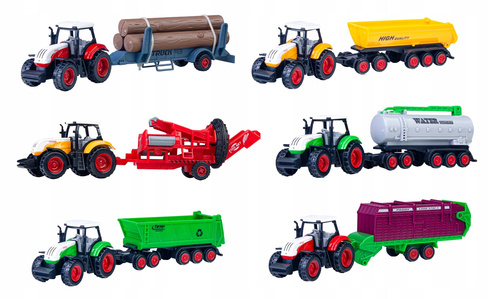 TRAKTOR Z PRZYCZEPĄ 6 WZORÓW MASZYN CAST METAL