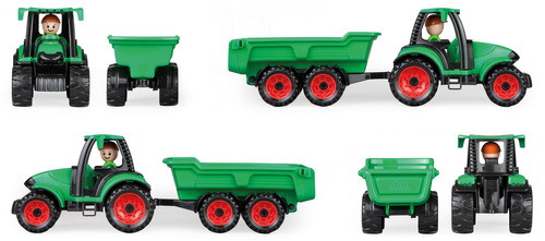 Traktor Z Przyczepką Autko Lena Trucks Zielony 38 Cm Zabawka Wytrzymała