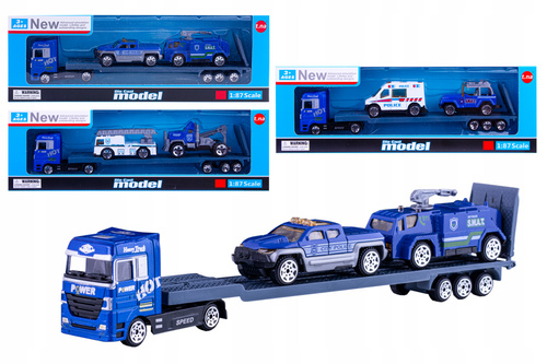 Auto Laweta Z 2 Autami Niebieska Straż Modele Metalowe Auto-Truck