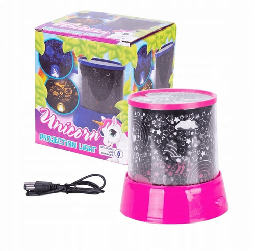 Projektor Lampka Z Motywem Jednorożca Zmienne/ Stałe Kolory Na USB Różowy