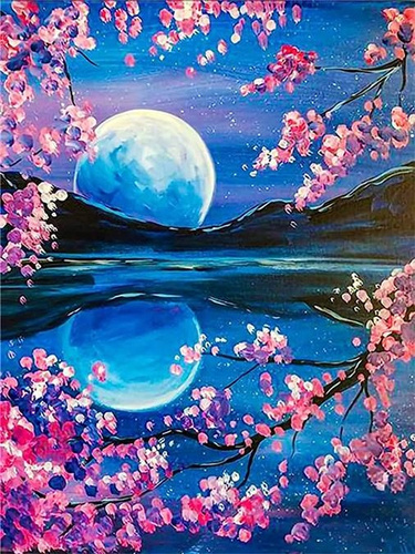 Diamentowa Mozaika Wschód Księżyca Haft Kreatywny 30x40 Cm