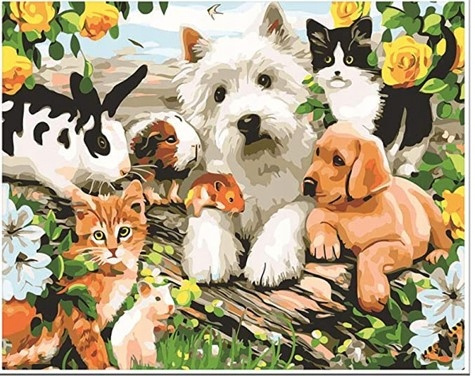 Malowanie Po Numerach Kreatywne Dla Dzieci Zwierzątka W Ogrodzie 20x20 Rama