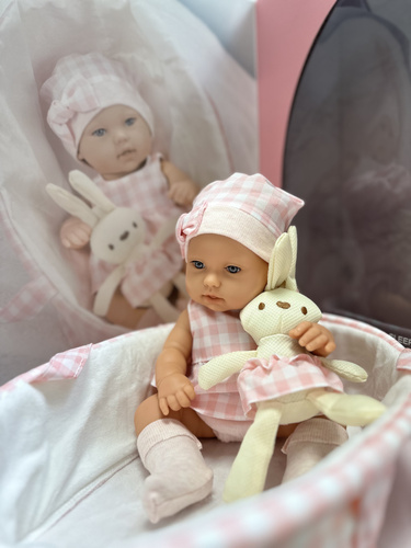 Lalka Niemowlak 33 cm z Pluszowym Króliczkiem w Nosidełku