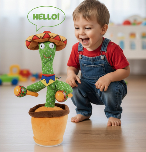 Tańczący Kaktus Z Marakasami Funkcja Powtarzani Śpiewania I Tańczenia