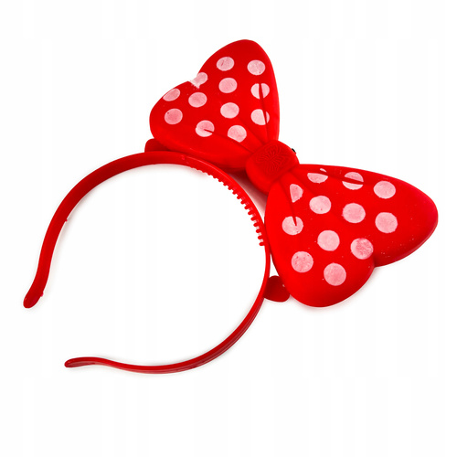 ŚWIECĄCA OPASKA KOKARDA DLA DZIEWCZYNEK CZERWONA NA BAL IMPREZĘ