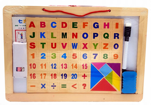 Tablica Układanka Dwustronna Z Pisakami I Kredą Edukująca Litery Kształty