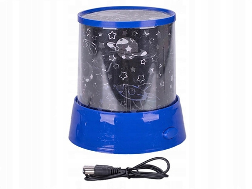 Projektor Lampka Z Motywem Kosmosu Zmienne/ Stałe Kolory Na USB Niebieski