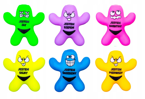 Gniotek Siłacz Z Napisami I Różnymi Minami Wielokolorowe Antystresowe