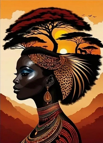 Diamentowa Mozaika Haft Diamentowy Kobieta Sawanna 30x40 Cm