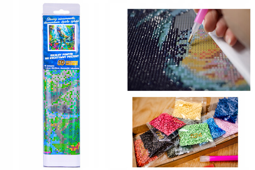 Diamentowa Mozaika Dinozaur T Rex Z Dzieckiem 30X40 Cm Kreatywne Diamenty