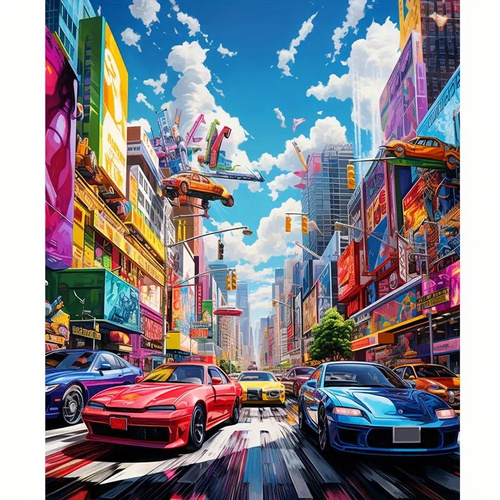 Diamentowa Mozaika Kolorowe Auto Haft Kreatywny 30x40 Cm