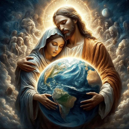 Diamentowa Mozaika Boska Opieka Nad Ziemią Religijne 30X40 Cm Kreatywne