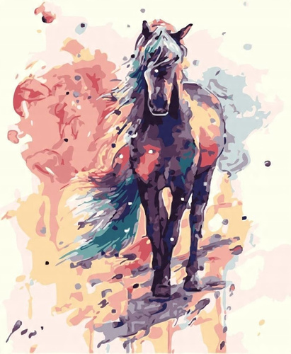 Malowanie Po Numerach Koń W Różnych Barwach Artystycznych 50X40 Z Ramą