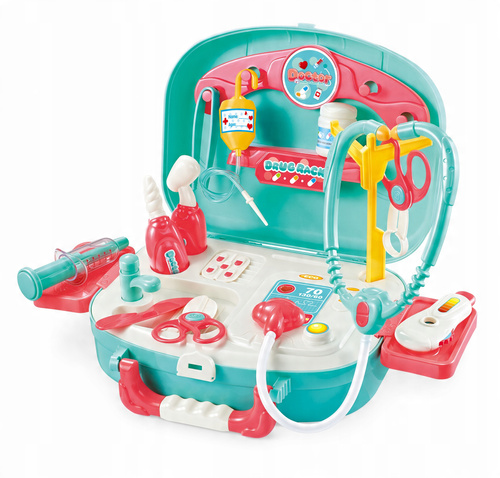 Zestaw Lekarski Dla Dzieci W Przenośnej Walizce Z Akcesoriami 19 Elementów