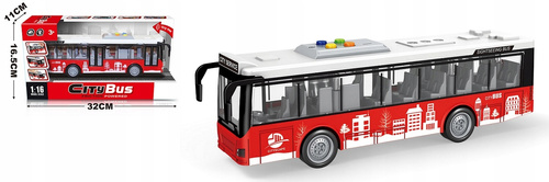 Auto Metalowe Autobus Czerwony City Bus Z Efektami Dźwiękowymi 27 Cm