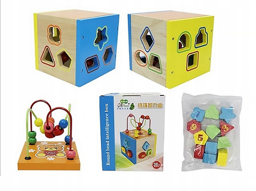 Drewniana Kostka Z Sorterem 19 Cm Zabawka Montessori