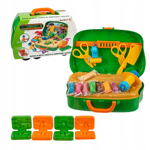 Zestaw artysty ciastolina kuferek dinozaur foremki