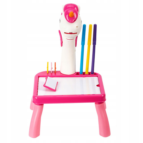 TABLICA DO RYSOWANIA PROJEKTOR ZE STOLIKIEM EDUKACYJNY KREATYWNY ŚWIATŁO