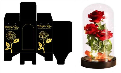 WIECZNA RÓŻA ŚWIECĄCA POD KOPUŁĄ W SZKLE NA PREZENT WALENTYNKI + KABEL USB