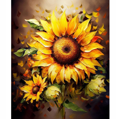 Diamentowa Mozaika Duży Żółty Słonecznik 30X40 Cm Kreatywne Diamenty