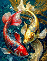 Diamentowa Mozaika Dwie Ryby Ozdobne W Stawie 30x40 Cm Kreatywne Diamenty