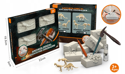 Skamielina Zestaw Do Odkrywania 3 Szkielety Dinozaurów Do Wydobycia