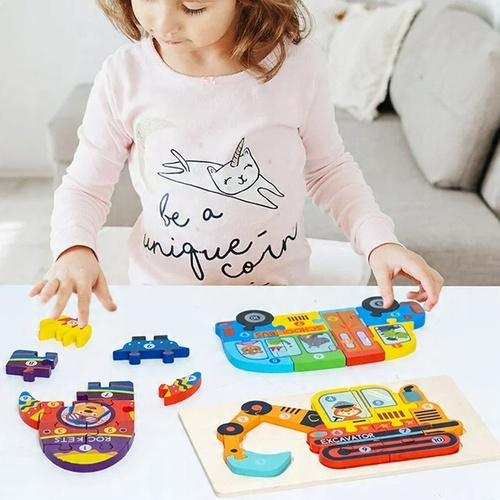 Drewniana Układanka Dla Dzieci Rozwijająca Puzzle Numeryczne Do Nauki Cyfr