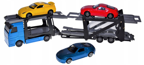 Auto Transporter Laweta Z Trzema Autami Samochodami Metalowe