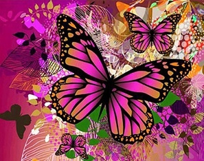 Diamentowa Mozaika Abstrakcyjny Różowy Motyl 30x40Cm Kreatywne Diamenty