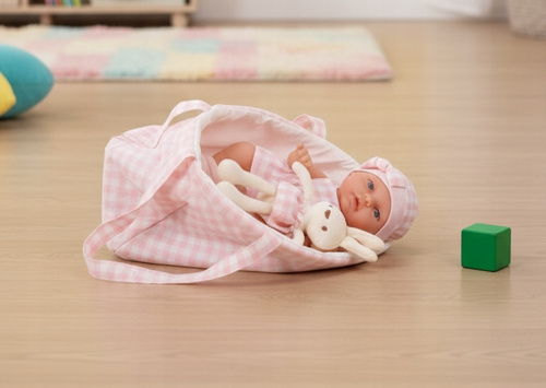 Lalka Niemowlak 33 cm z Pluszowym Króliczkiem w Nosidełku