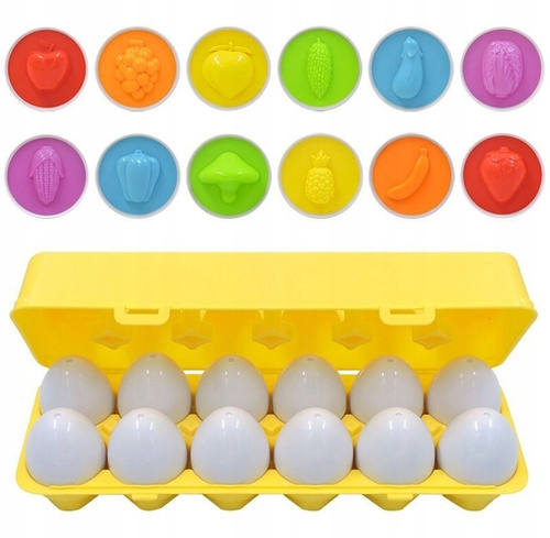 Klocki Jajka Edukacyjne 12 Szt Do Nauki Kształtów I Kolorów Montessori