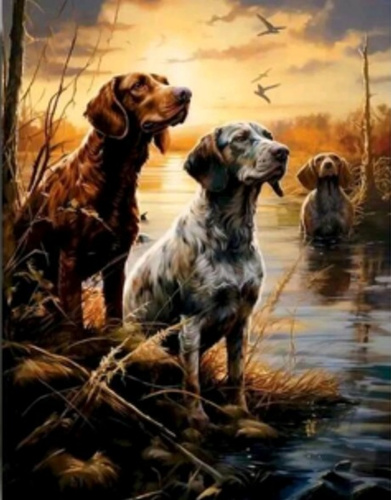 DIAMENTOWA MOZAIKA PIESKI TRZY W RZECE POLOWANIE PAK 30 
30X40